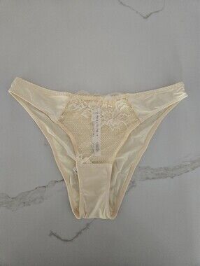 NWT Anthropologie Lace-Front Bikini Briefs in Cream